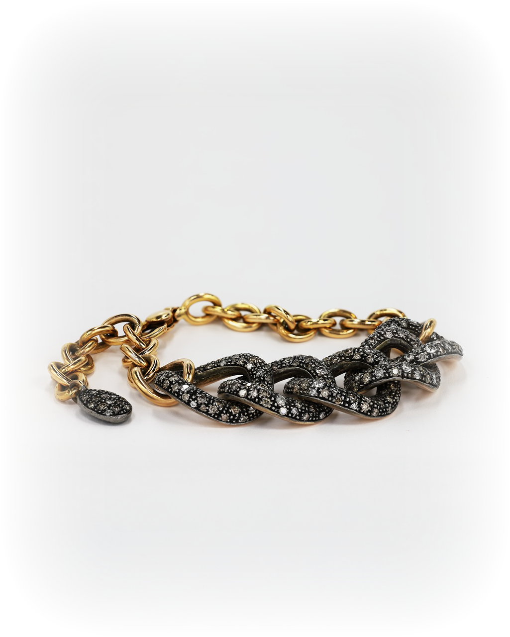 Brown and White Diamond Link Bracelet