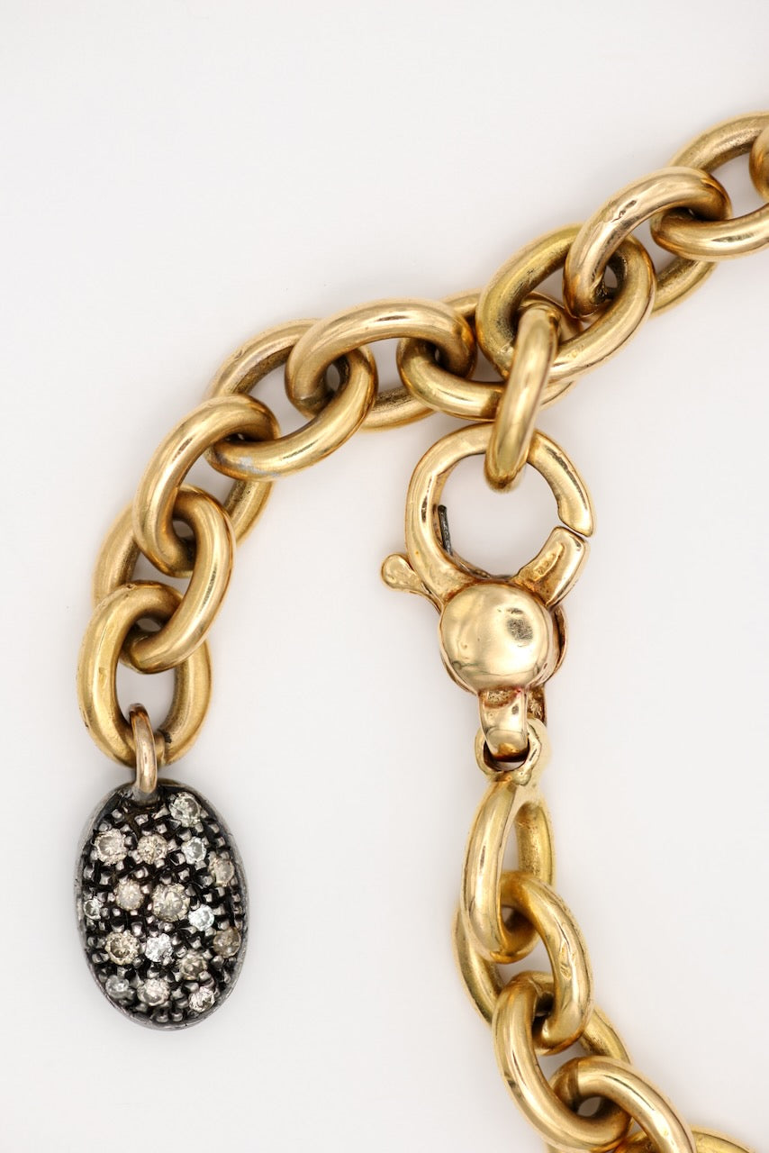 Brown and White Diamond Link Bracelet