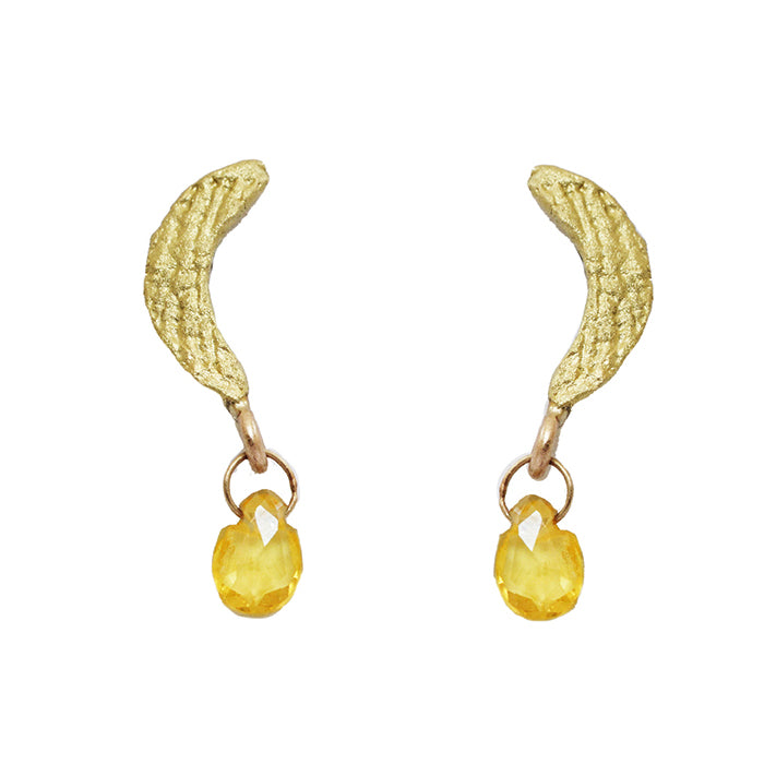 Textured Crescents With Yellow Sapphire Drops fl-e077g18ysap