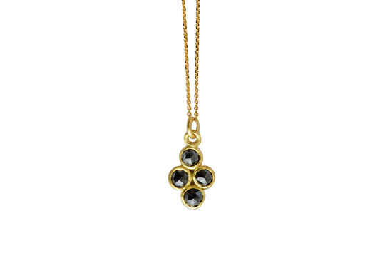 Clover Pendant With Black Diamonds fl-p039g18blkdi