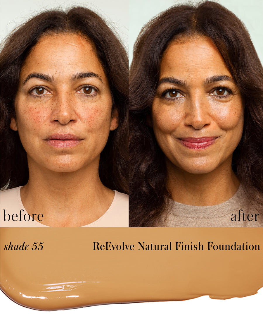 ReEvolve Natural Finish Liquid Foundation 55 - tanned amber for olive skin tones / Full Size 816248022335