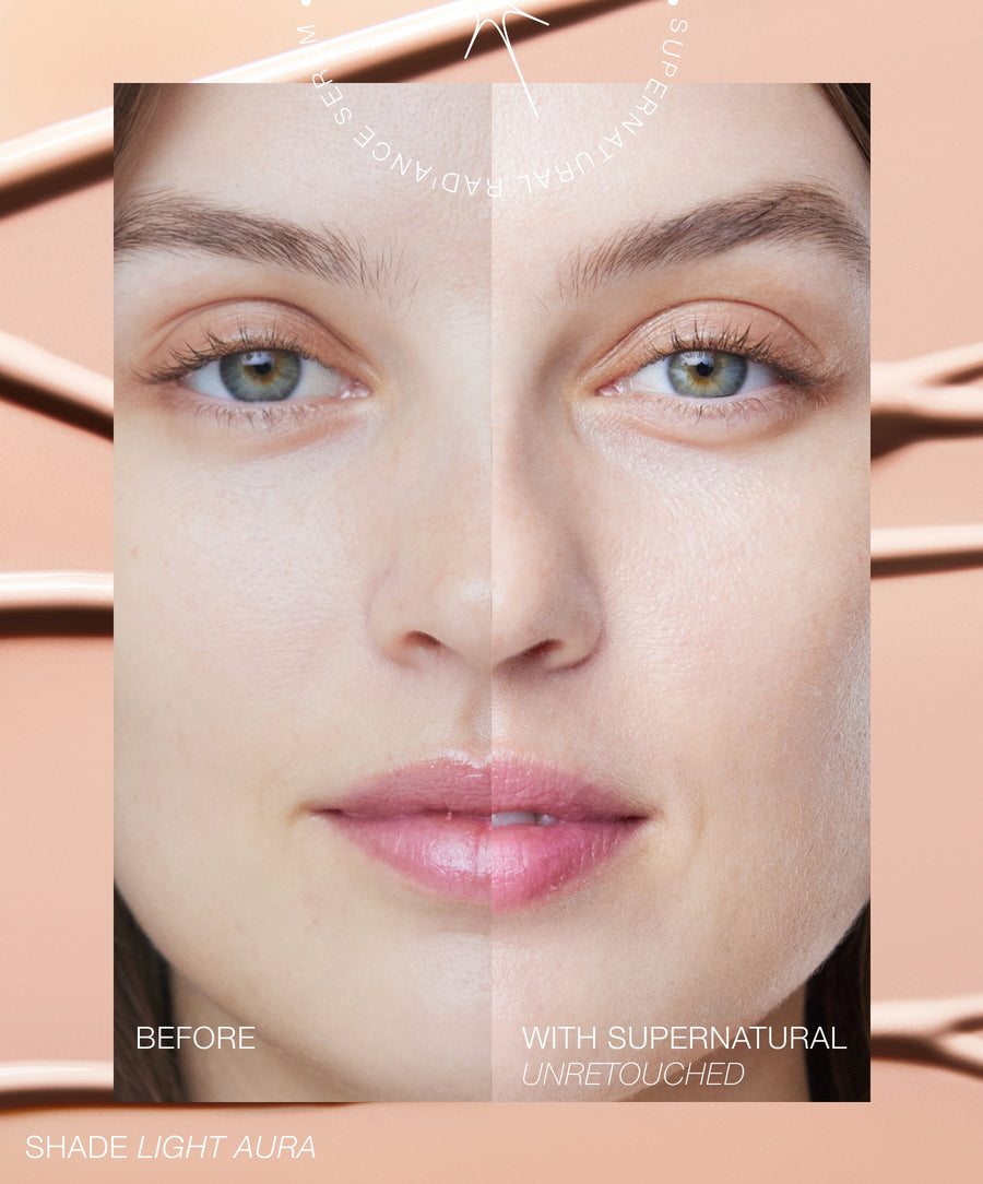 SuperNatural Radiance Serum Broad Spectrum SPF 30 Sunscreen LIGHT AURA - An ultra sheer champagne radiance 816248026333