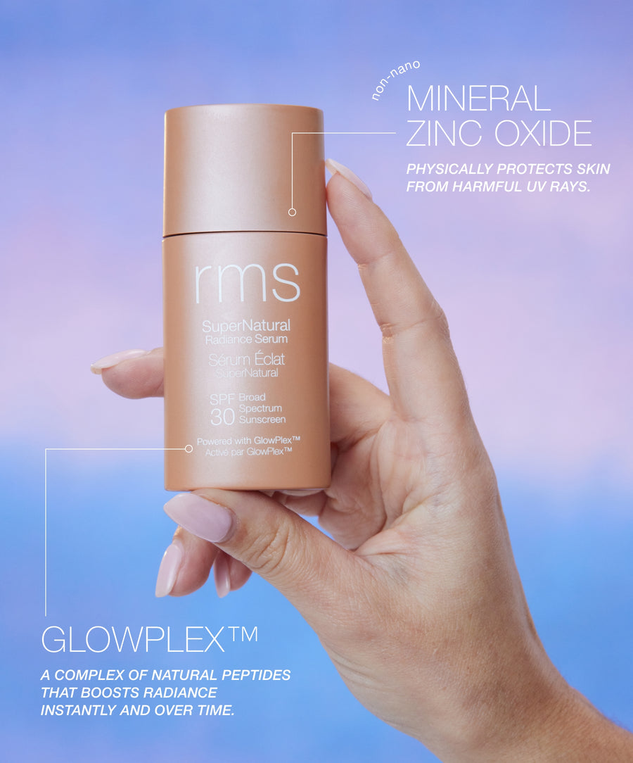 SuperNatural Radiance Serum Broad Spectrum SPF 30 Sunscreen LIGHT AURA - An ultra sheer champagne radiance 816248026333