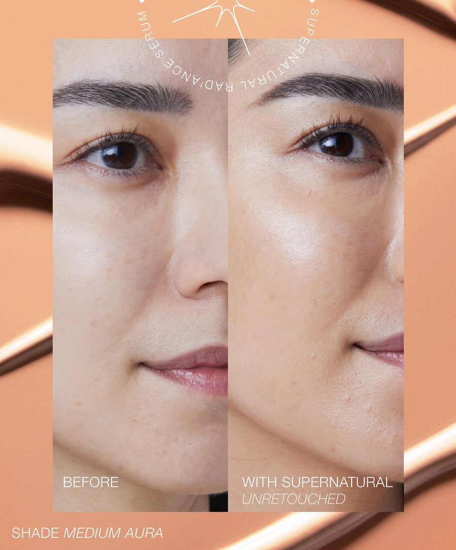 SuperNatural Radiance Serum Broad Spectrum SPF 30 Sunscreen MEDIUM AURA - An ultra sheer golden radiance 816248026340