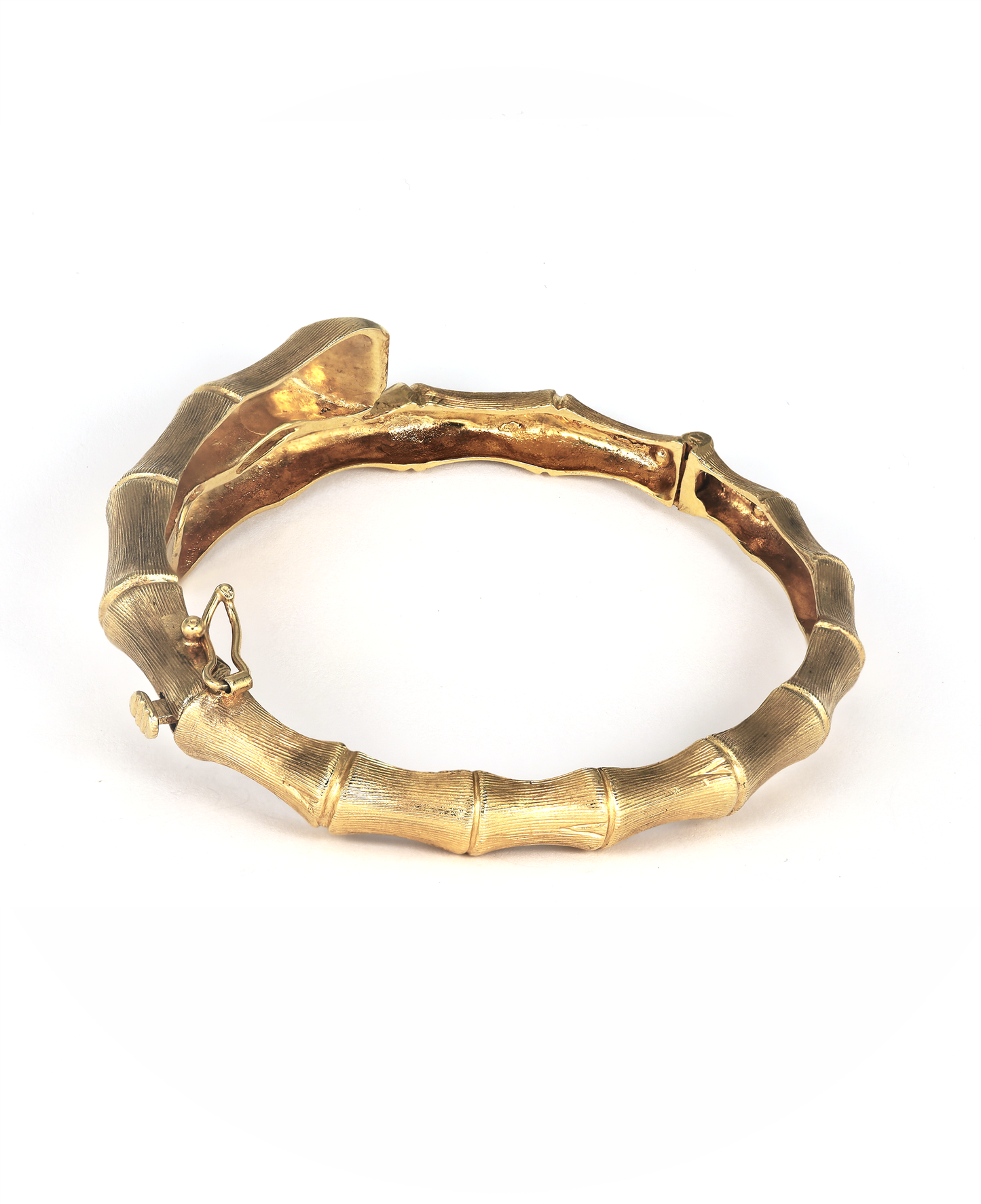 Hinged Bamboo Bypass Bangle With Florentine Finish