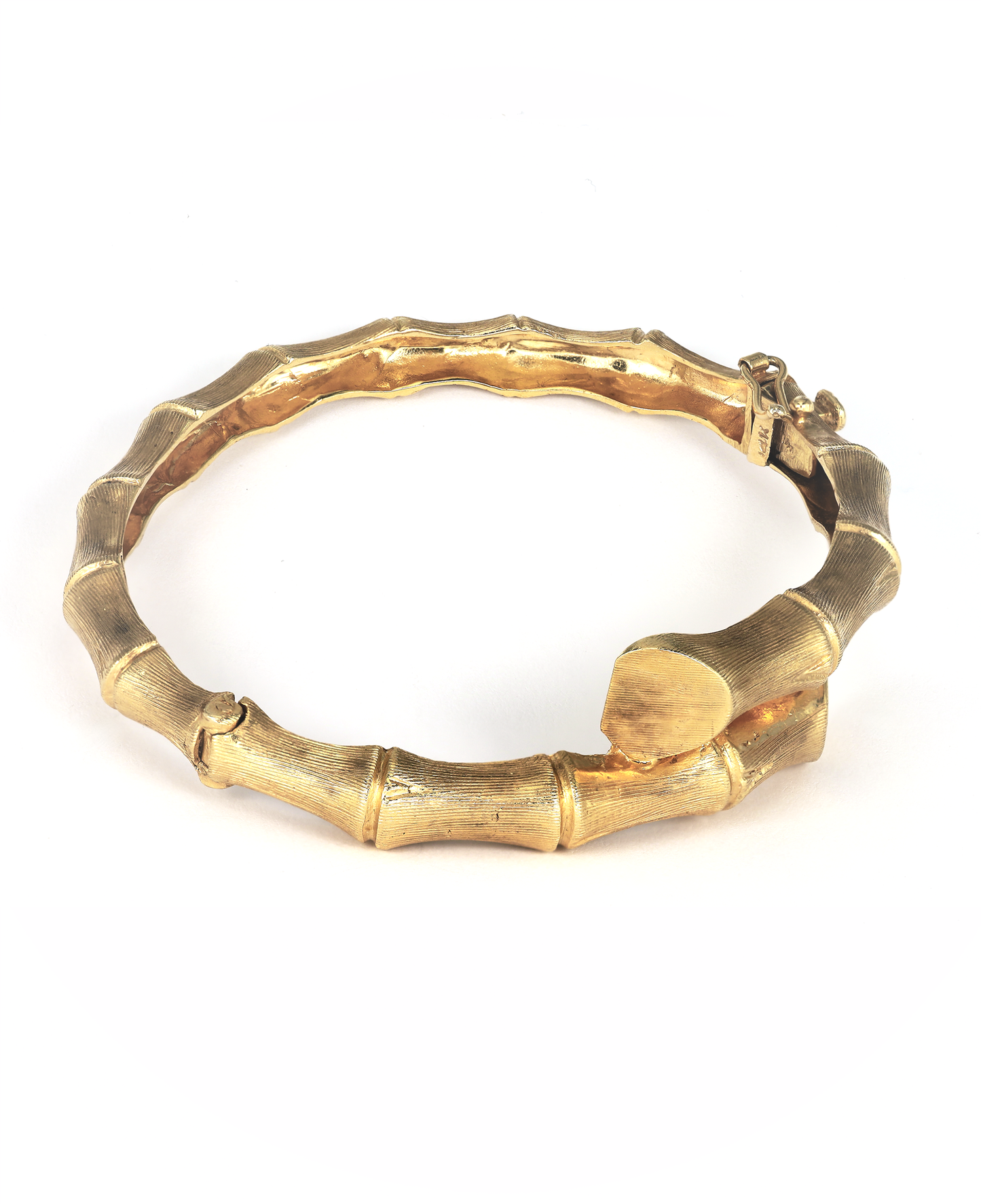 Hinged Bamboo Bypass Bangle With Florentine Finish