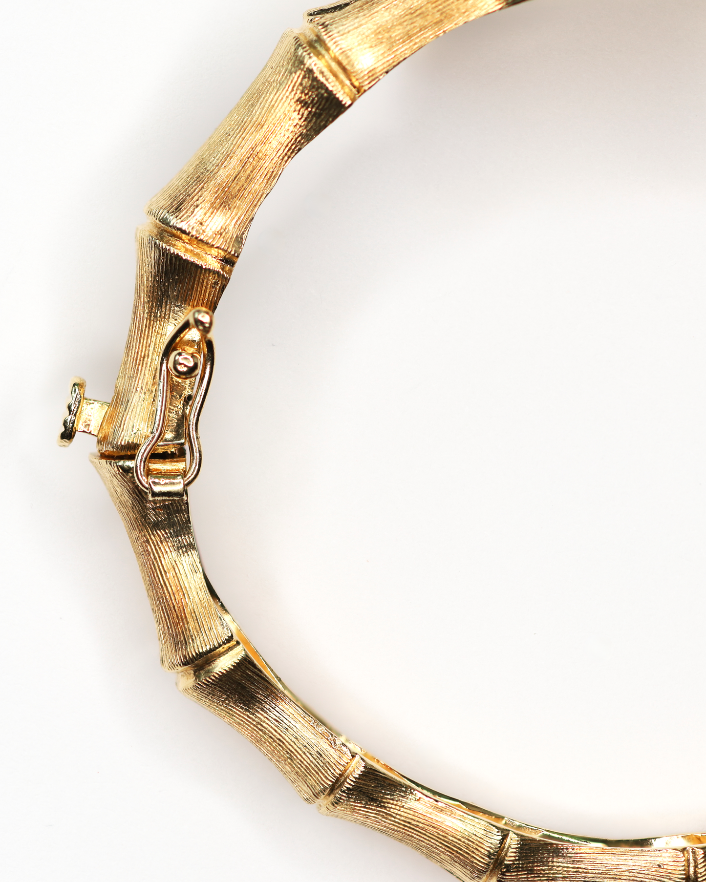 Hinged Bamboo Bypass Bangle With Florentine Finish