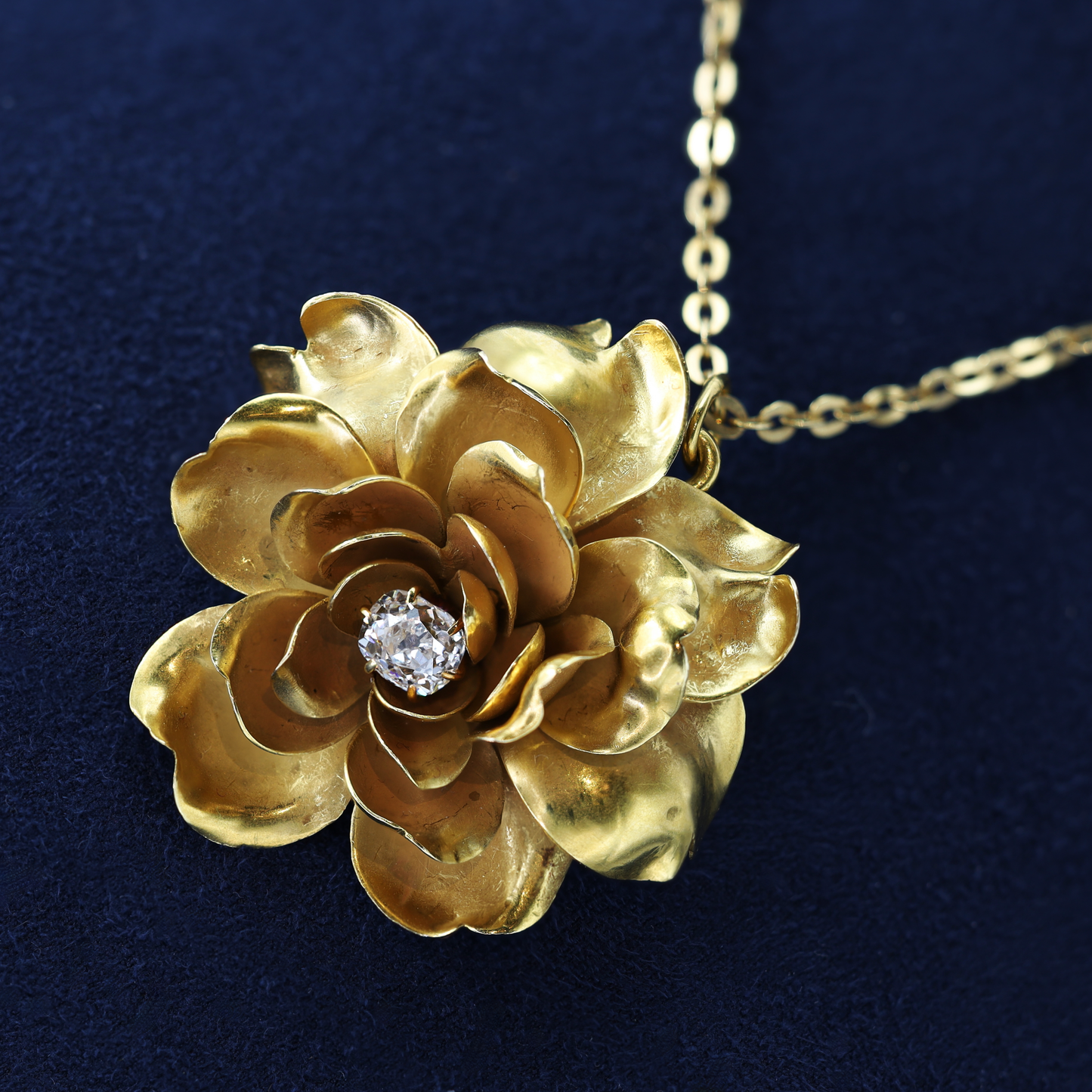Tiffany & Co. Flower Pin/Pendant With Old Mine Cut Diamond