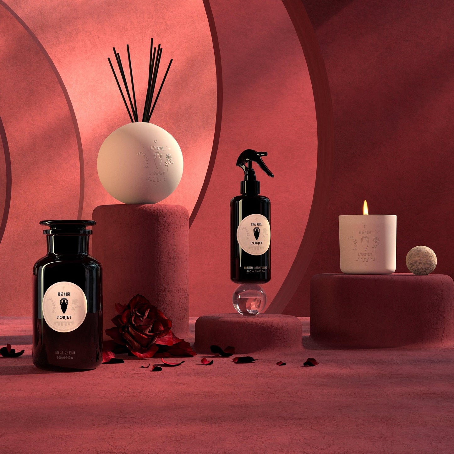 810009640875 Diffuser Vessel + Reeds + Fragrance Oil - 8oz - Rose Noir