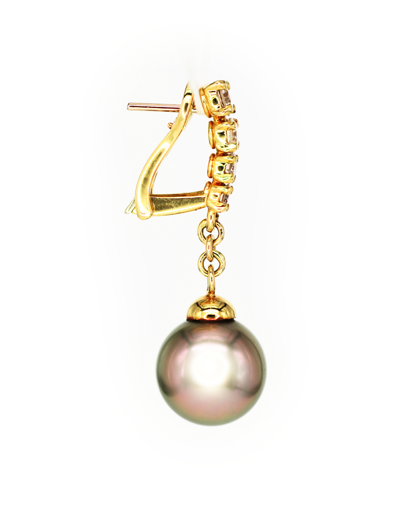 Tahitian Pearl and Diamond Earrings