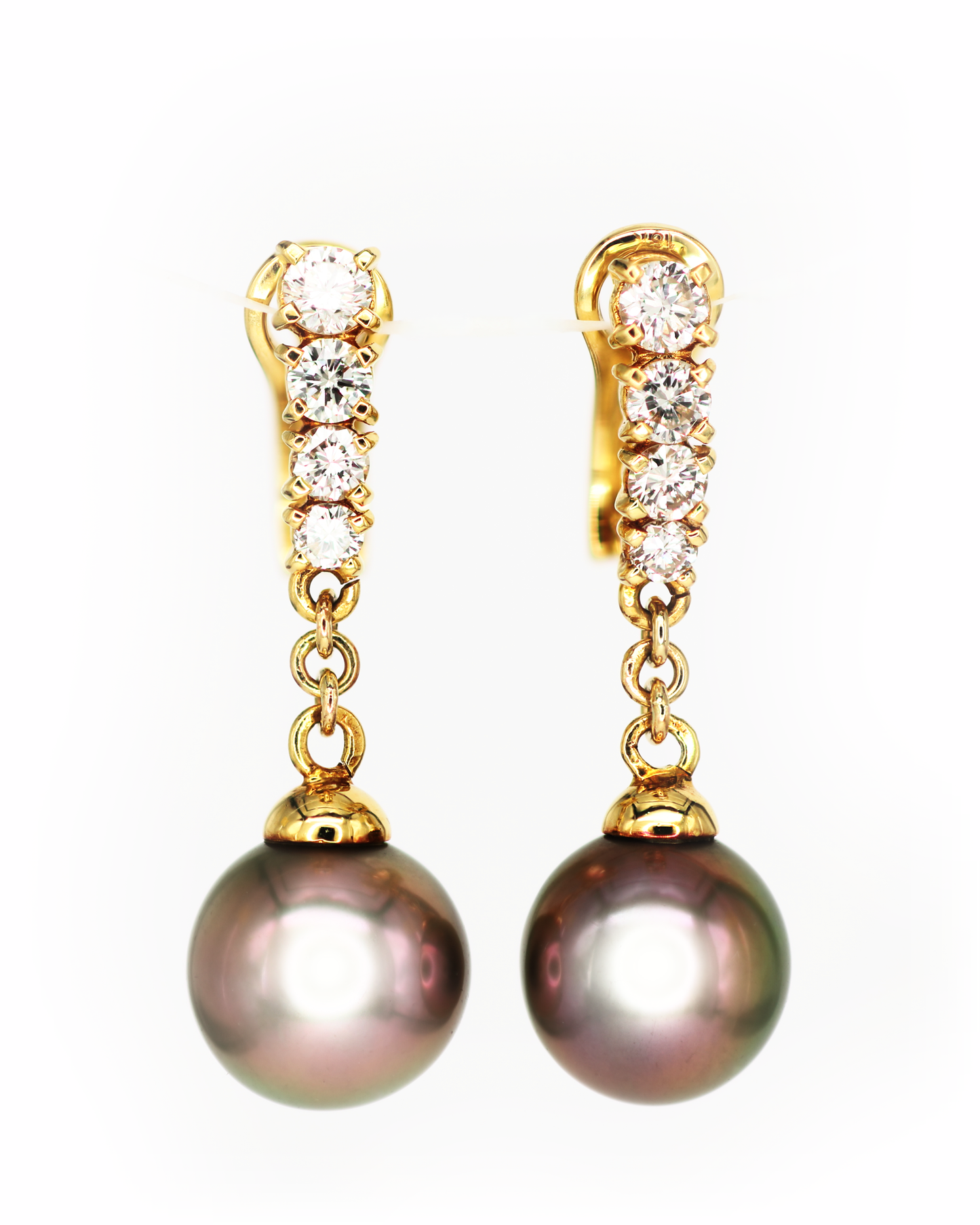 Tahitian Pearl and Diamond Earrings