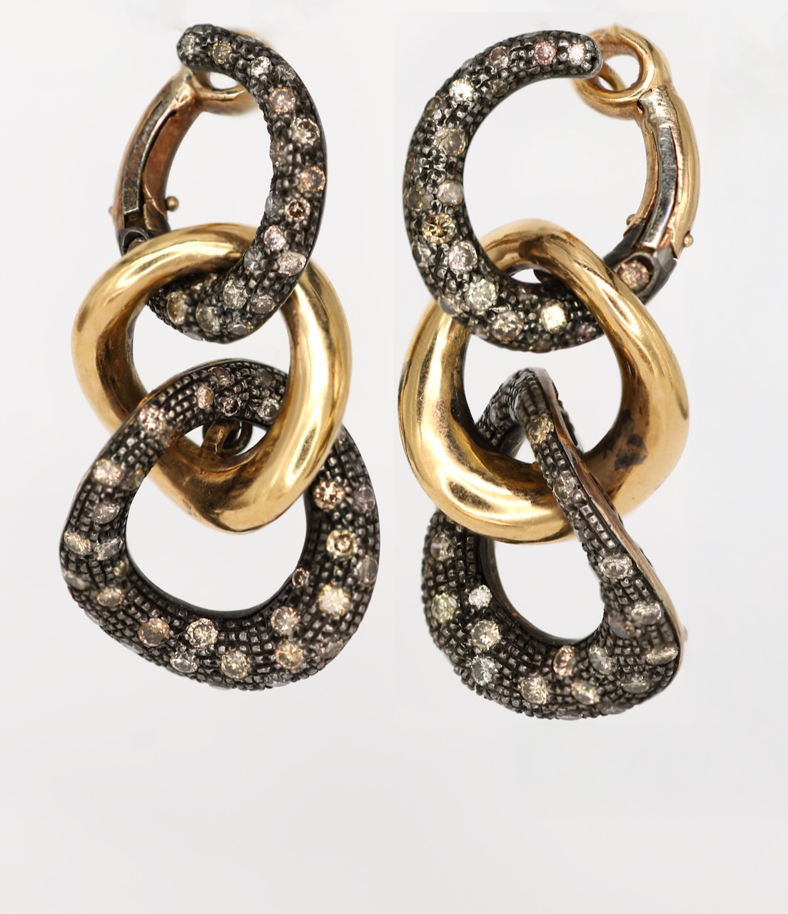 Brown Diamond Link Earrings