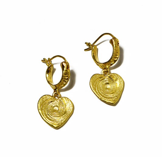 Heart Charm Drop Hoops e-093g18