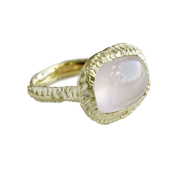 Rose Quartz Textured Ring fl-r085g18rq