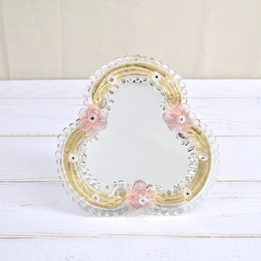 Sm pink Murano Glass Countess Small Vanity Mirror