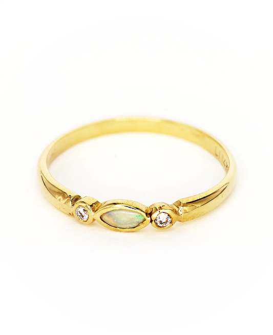Marquise Opal and Diamond Ring