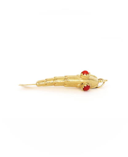 Ridged Fish Charm With Red Bead Eyes